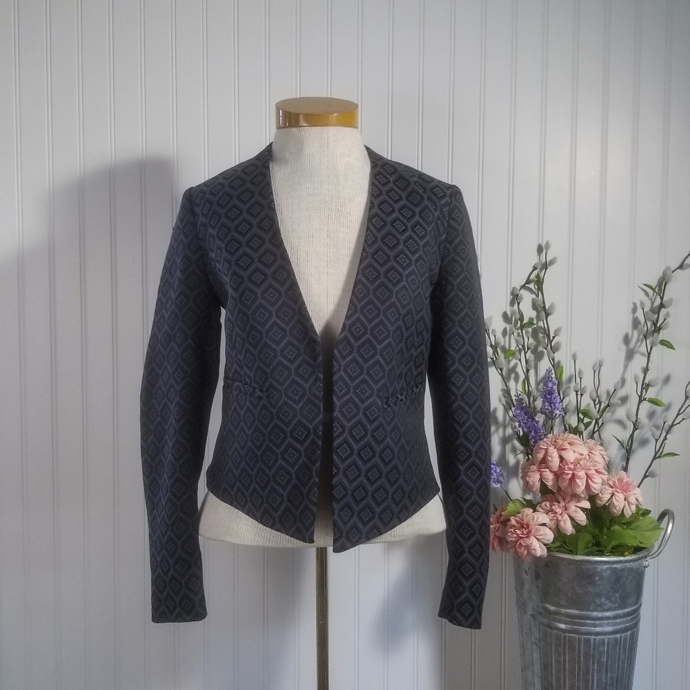 [banana republic] grey jacquard open front blazer